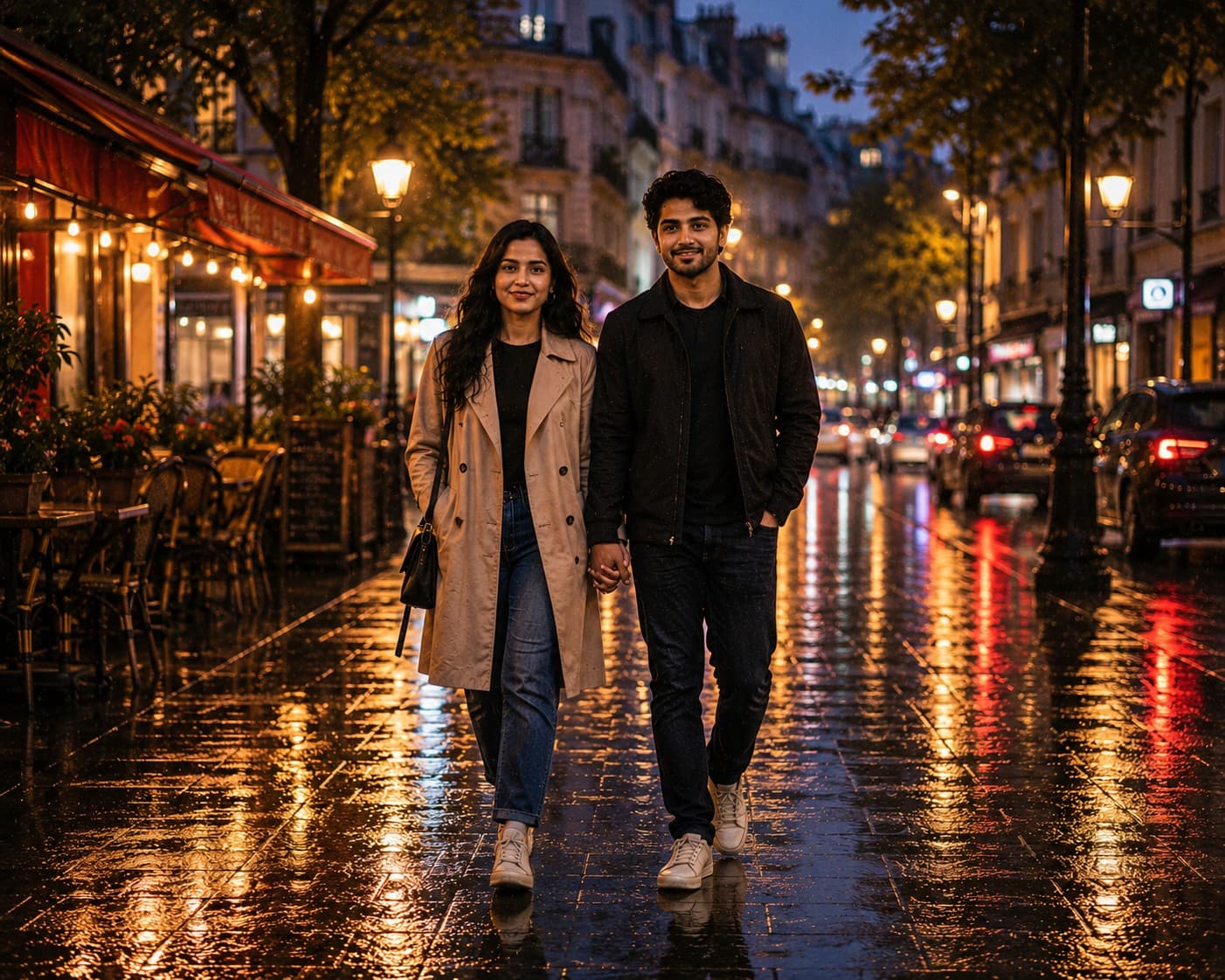 Romantic Rain Walk AI Prompt